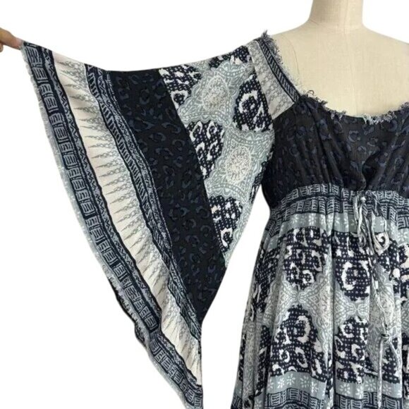 Free People Heart of Gold Blue Babydoll Mini Dress - Picture 6 of 8